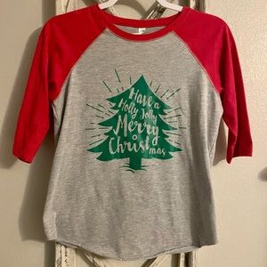 Youth large Christmas raglan shirt